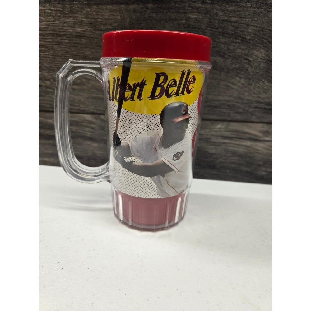 Vintage Albert Belle Cleveland Indians Pepsi Plastic Mug Number 8 Chief Wahoo